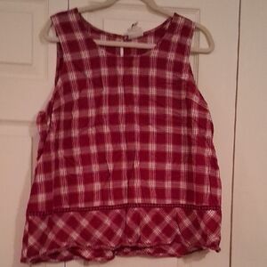 Red and White Plaid Sleeveless Top
